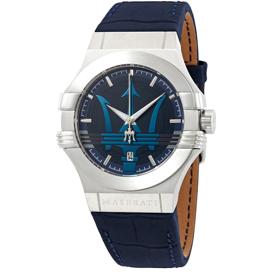 Maserati Potenza Blue Dial Leather Strap Men's Watch R8851108015