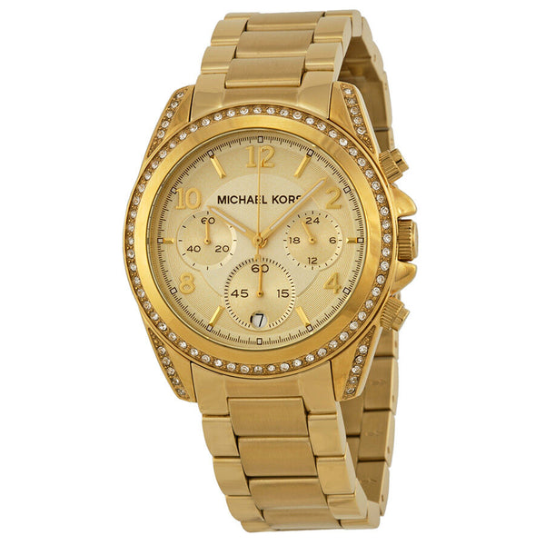 Michael Kors Blair Chronograph Gold Glitz Dial Watch MK5166