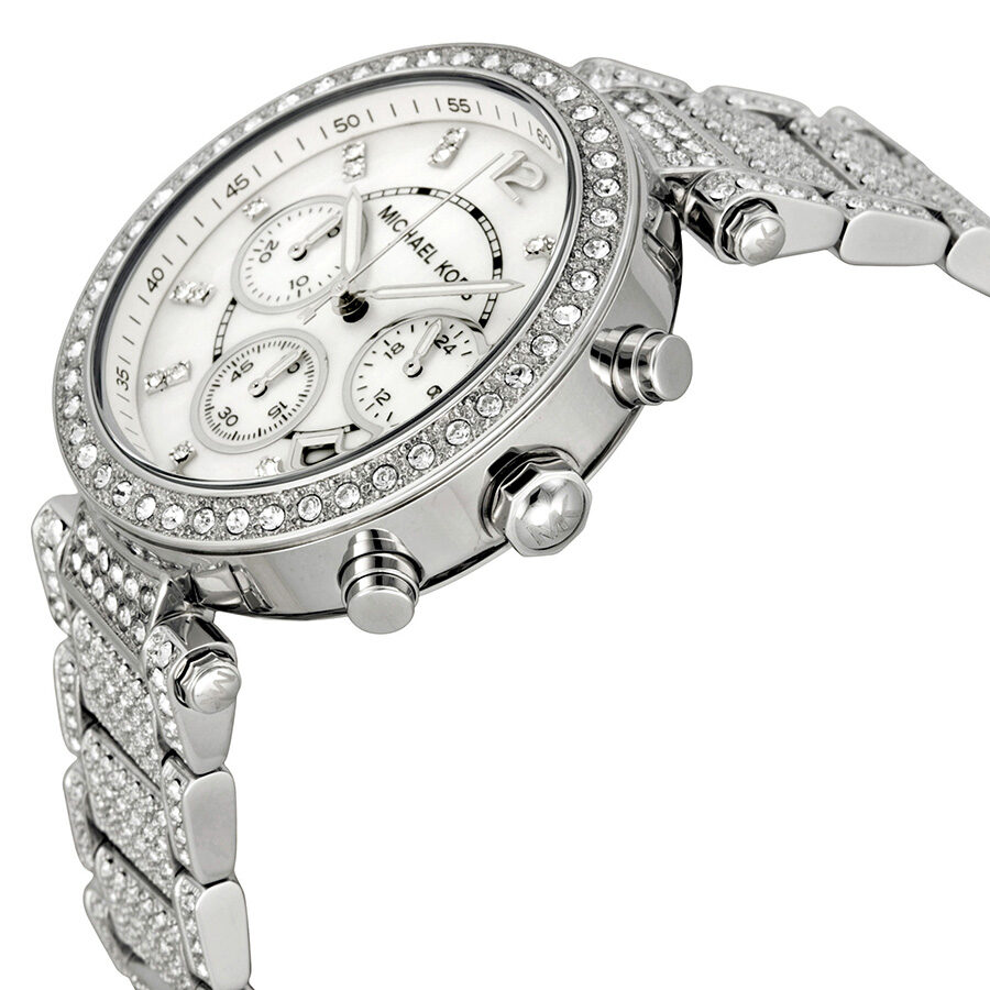 Michael Kors Parker Mother of Pearl Dial Crystals Steel Ladies Watch MK5572 - BigDaddy Watches #2