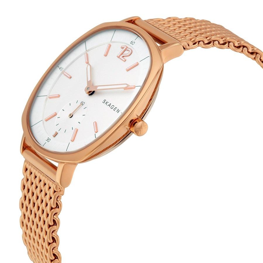 Skagen Rungsted White Dial Rose Gold Tone Ladies Watch SKW2401