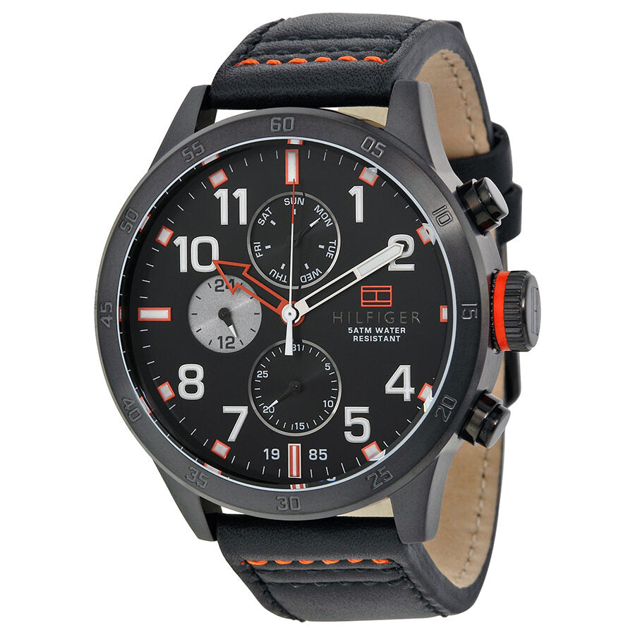 Tommy Hilfiger Multi-Function Black Dial Black Leather Men's Watch 1791136 - BigDaddy Watches
